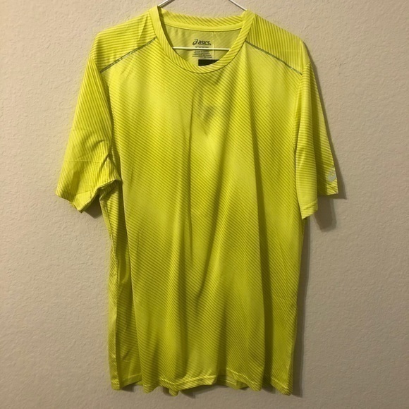 ASICS Athletic Top Diagonal Stripe Sports Shirt - Picture 1 of 4